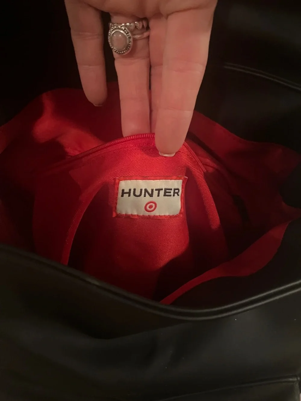 Hunter Black Backpack with Red-Trim Logo